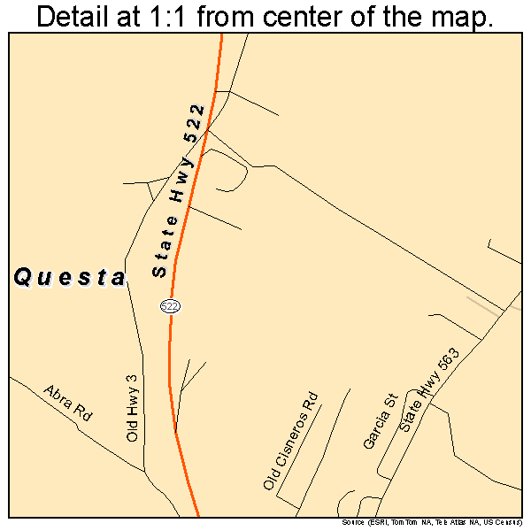 Questa, New Mexico road map detail