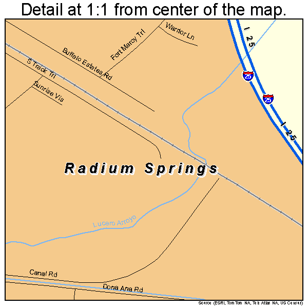 Radium Springs, New Mexico road map detail