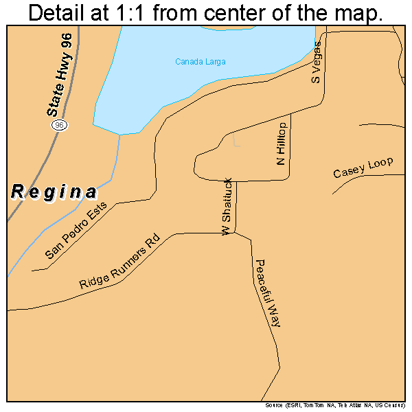 Regina, New Mexico road map detail