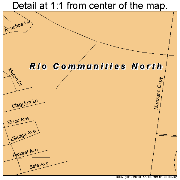 Rio Communities North, New Mexico road map detail