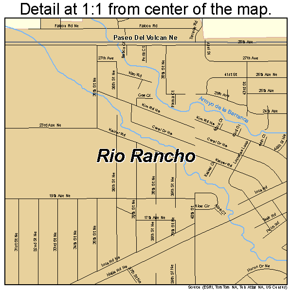 Rio Rancho, New Mexico road map detail