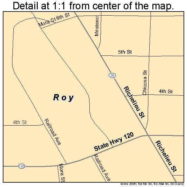 Roy, New Mexico road map detail