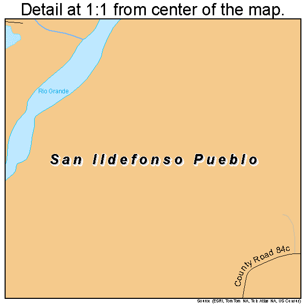 San Ildefonso Pueblo, New Mexico road map detail