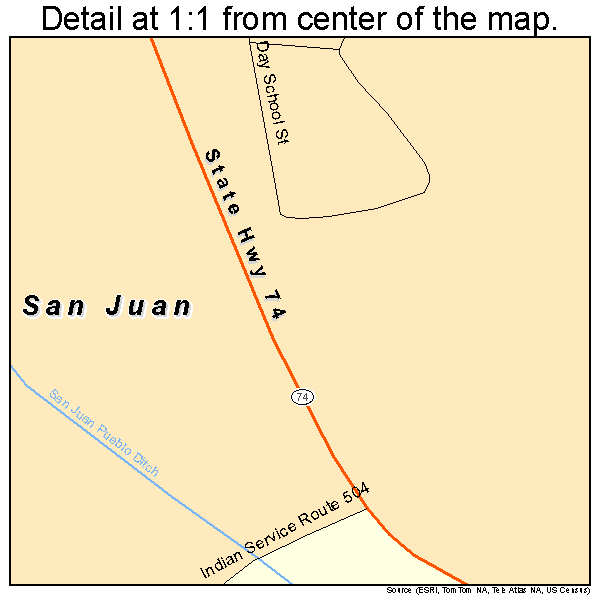 San Juan, New Mexico road map detail