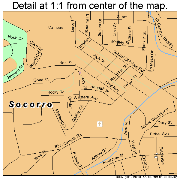 Socorro, New Mexico road map detail