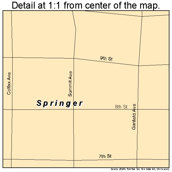 Springer, New Mexico road map detail