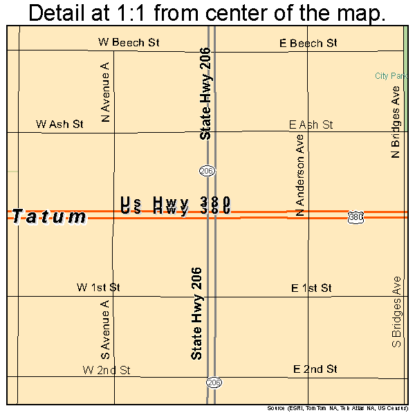 Tatum, New Mexico road map detail