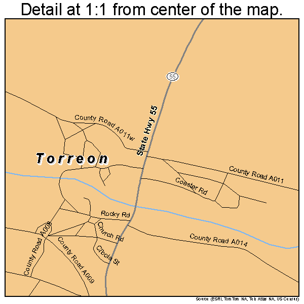 Torreon, New Mexico road map detail