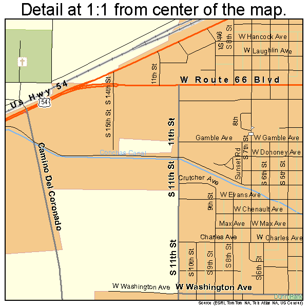 Tucumcari, New Mexico road map detail