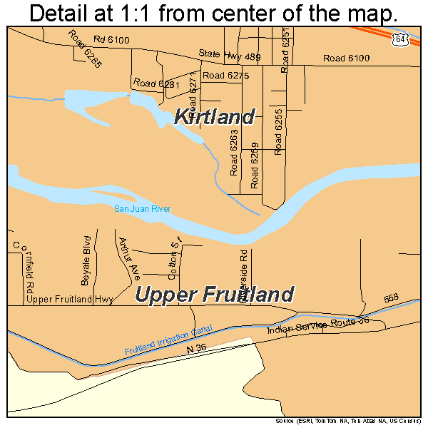 Upper Fruitland, New Mexico road map detail