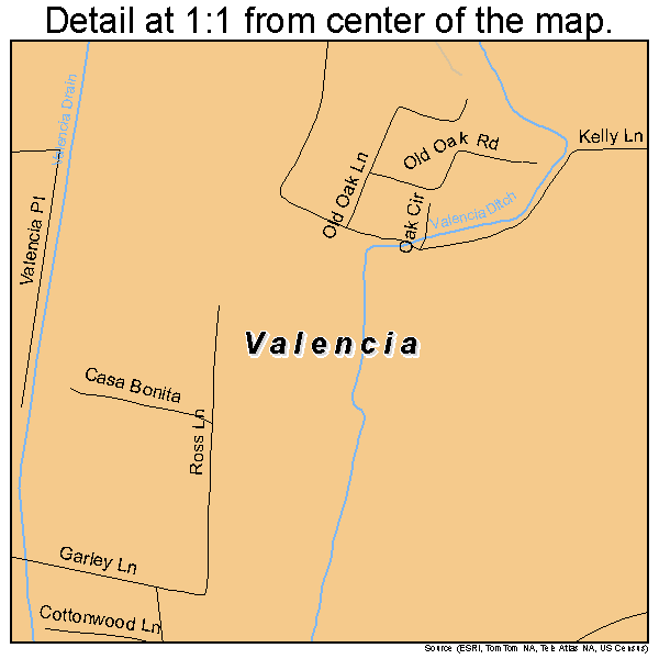 Valencia, New Mexico road map detail