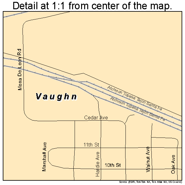 Vaughn, New Mexico road map detail