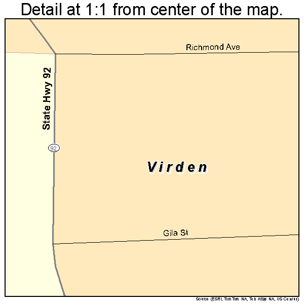 Virden, New Mexico road map detail
