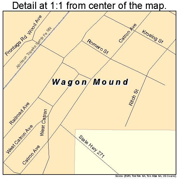 Wagon Mound, New Mexico road map detail