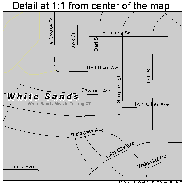 White Sands, New Mexico road map detail