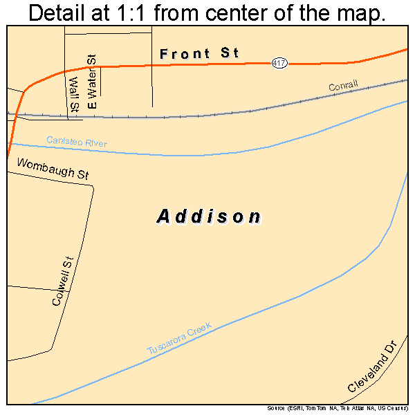 Addison, New York road map detail