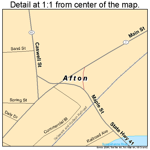 Afton, New York road map detail