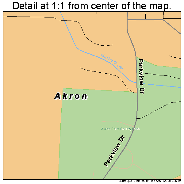 Akron, New York road map detail