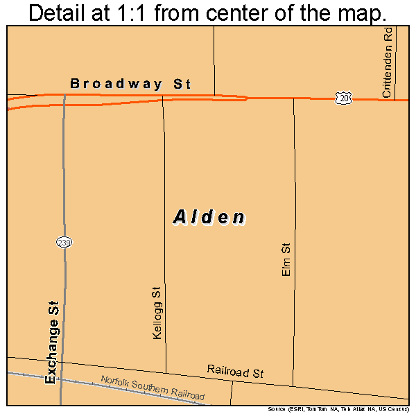 Alden, New York road map detail
