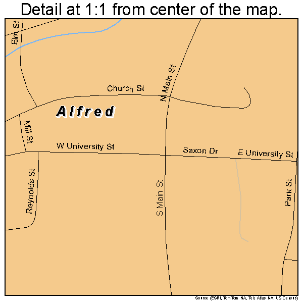 Alfred, New York road map detail