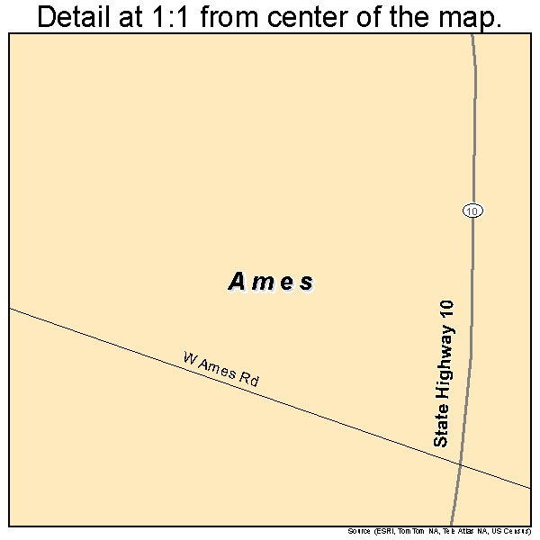 Ames, New York road map detail