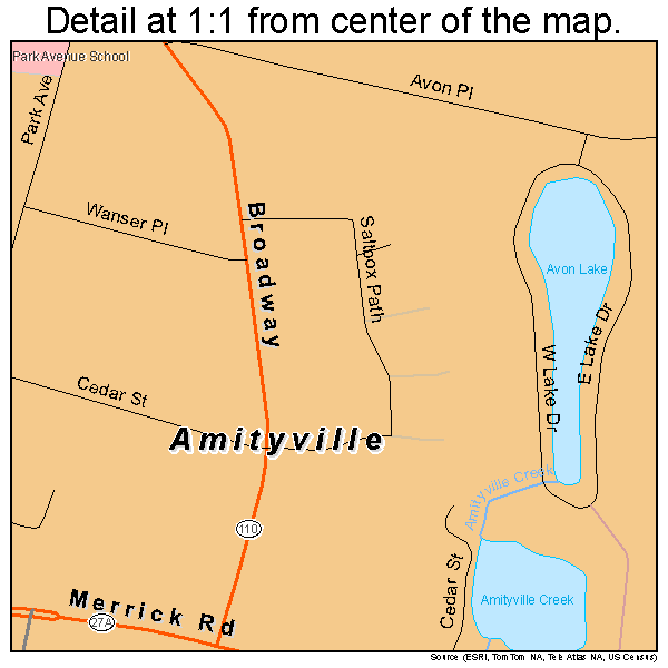 Amityville, New York road map detail