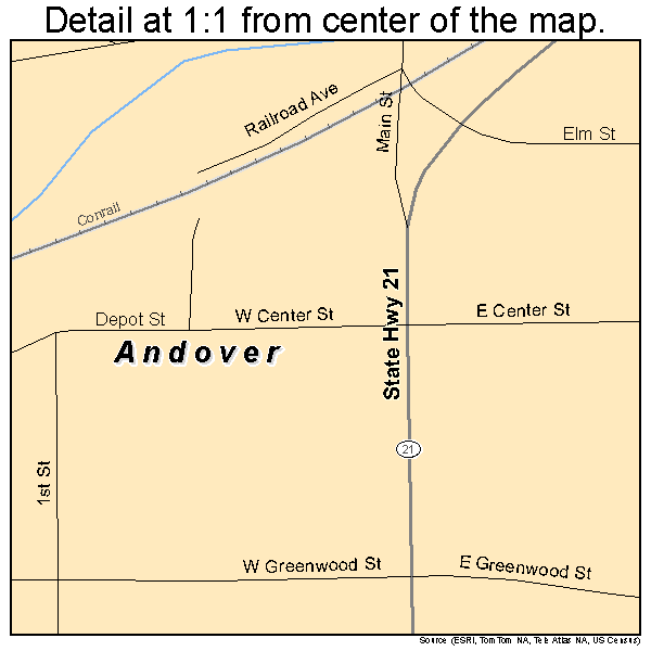 Andover, New York road map detail