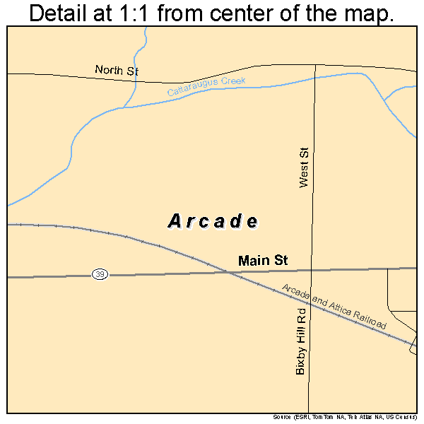 Arcade, New York road map detail