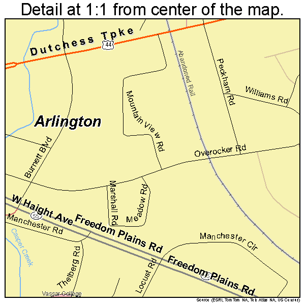 Arlington, New York road map detail