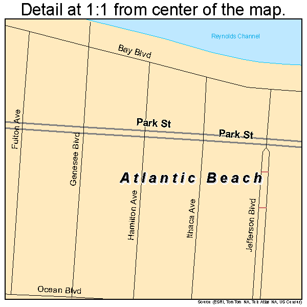 Atlantic Beach, New York road map detail