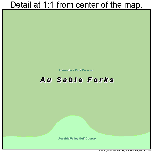 Au Sable Forks, New York road map detail