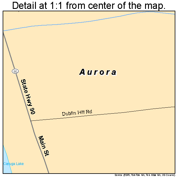 Aurora, New York road map detail