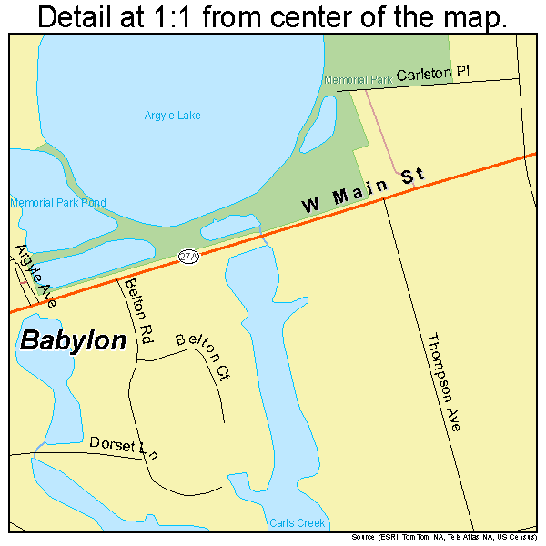 Babylon, New York road map detail