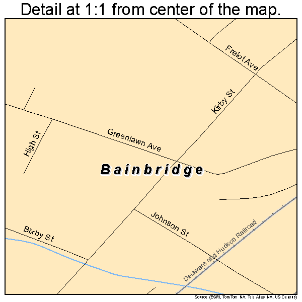 Bainbridge, New York road map detail