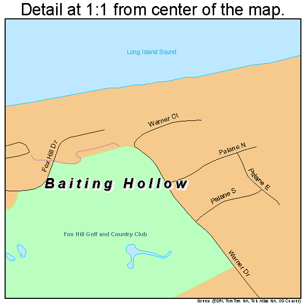 Baiting Hollow, New York road map detail