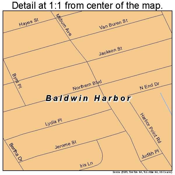 Baldwin Harbor, New York road map detail