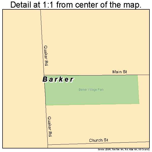 Barker, New York road map detail