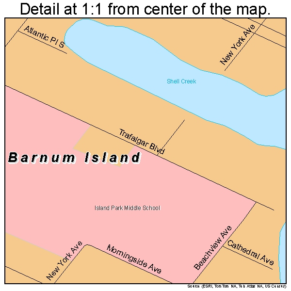 Barnum Island, New York road map detail