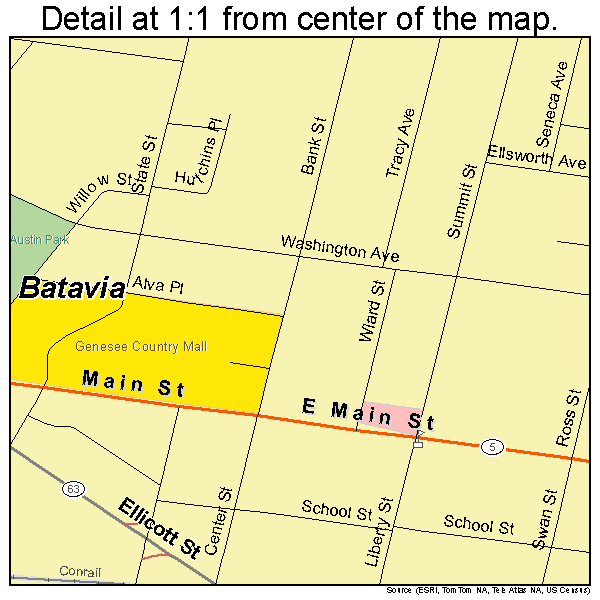 Batavia, New York road map detail