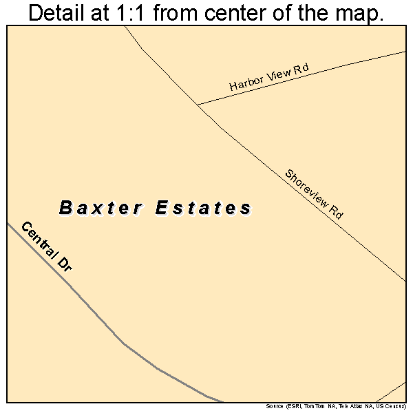 Baxter Estates, New York road map detail