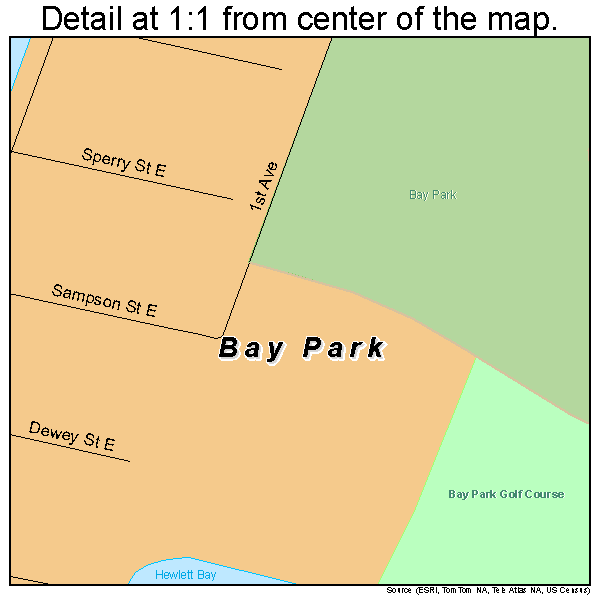 Bay Park, New York road map detail