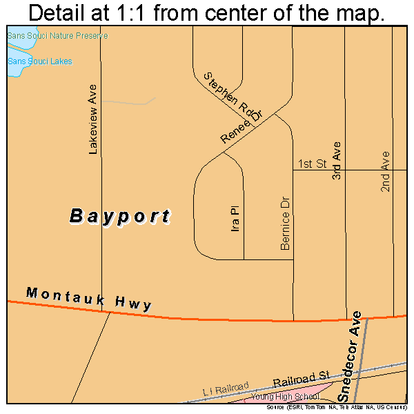 Bayport, New York road map detail