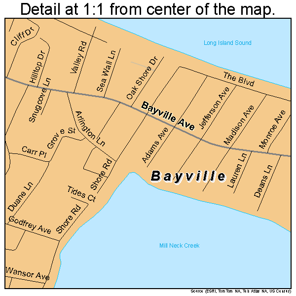 Bayville, New York road map detail