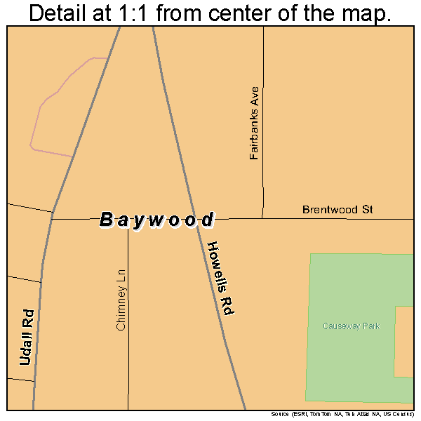 Baywood, New York road map detail