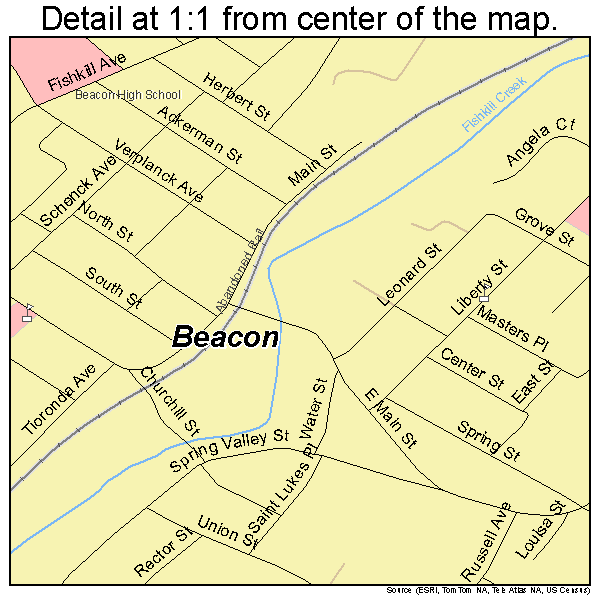 Beacon, New York road map detail