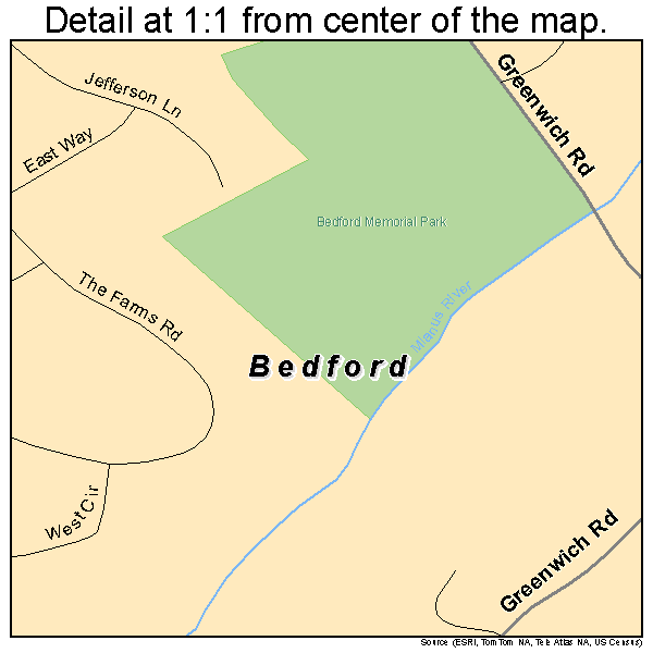 Bedford, New York road map detail