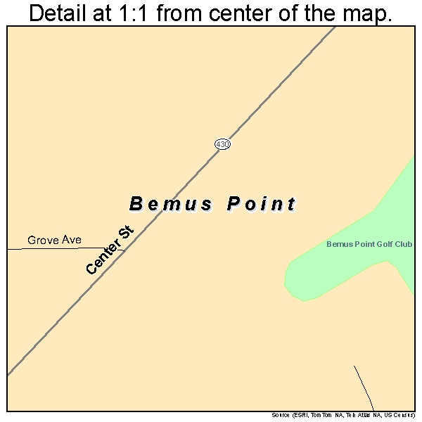 Bemus Point, New York road map detail
