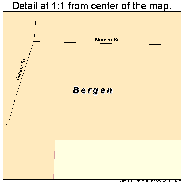 Bergen, New York road map detail
