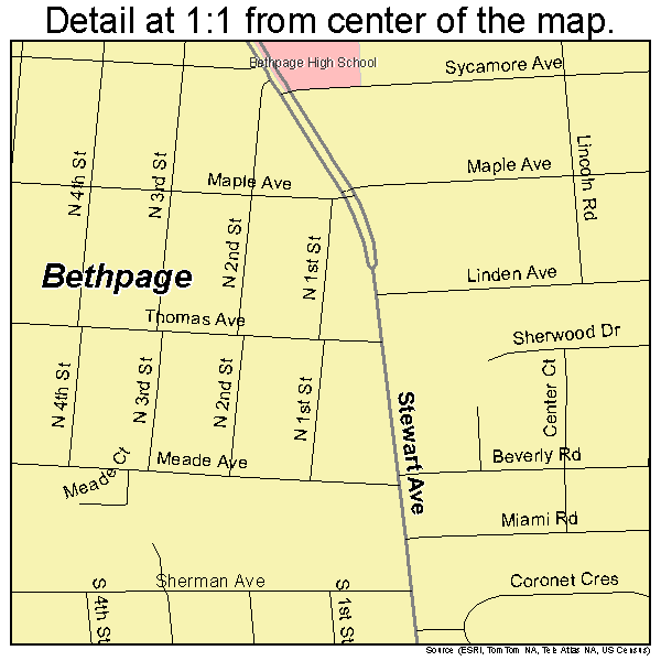 Bethpage, New York road map detail