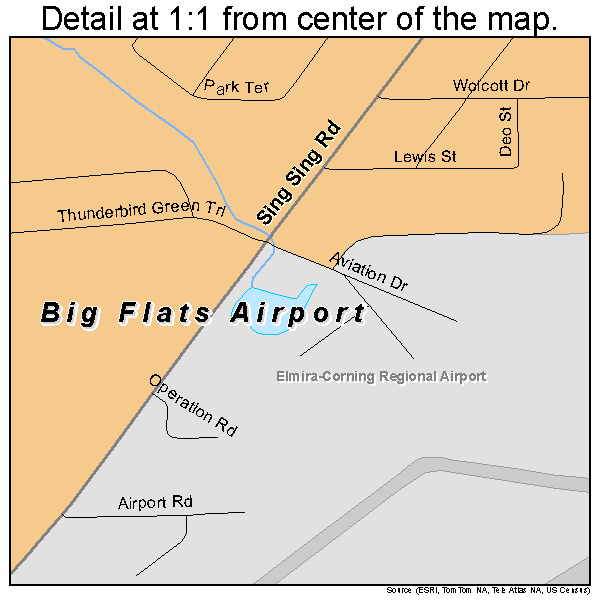 Big Flats Airport, New York road map detail